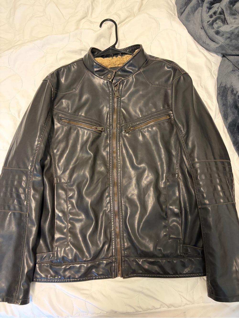 Sonoma Faux Leather Bomber Jacket with Shearling Trim